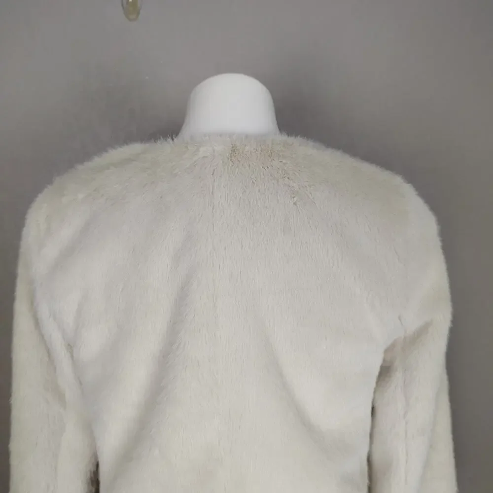 J.Crew Faux Fur Lady Jacket Cream Ivory Cropped Coat Size XS
